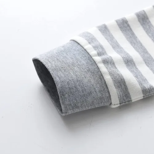 Vista 6 de Conjunto de ropa de bebé niña 2 piezas de manga larga con patrón de dibujos animados trajes infantiles Gris