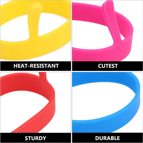 Vista 7 de Paquete de 4 anillos de silicona para huevos, anillos de huevo antiadherentes, moldes para cocinar, anillos perfectos para huevos fritos