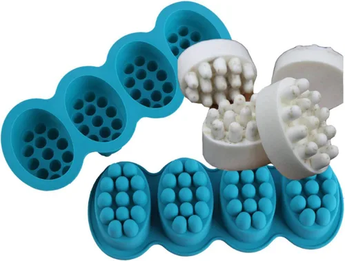 Vista 6 de 2 moldes de jabón de barra de masaje 3D, 4 cavidades, moldes de jabón de silicona de 4.5 onzas para hacer jabón de bricolaje, chocolate, arcilla