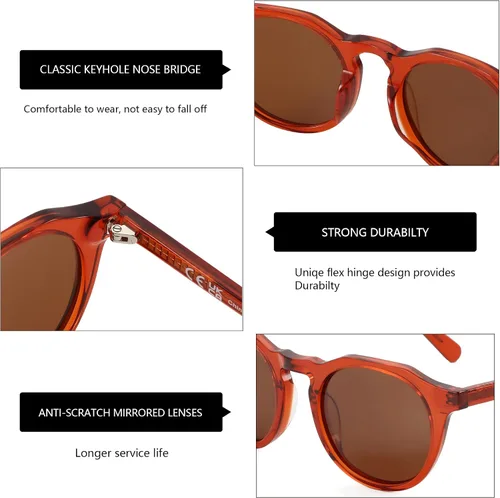 Vista 47 de ZENOTTIC Gafas de sol polarizadas redondas vintage para hombres y mujeres con protección UV400
