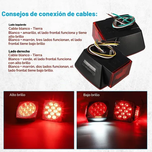 Vista 7 de Partsam Kit de luces traseras LED cuadradas impermeables de 12 V, lente transparente, color rojo, parada de freno, señal de giro, luces