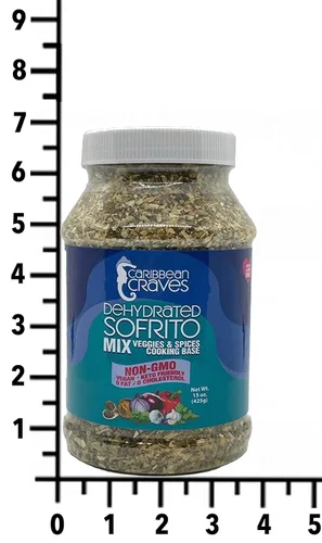 Vista 3 de Caribbean Craves - Mezcla de Sofrito deshidratada Sin MSG, vegano, apto para dieta cetogénica, ingredientes naturales (15 oz x 1) 15 oz