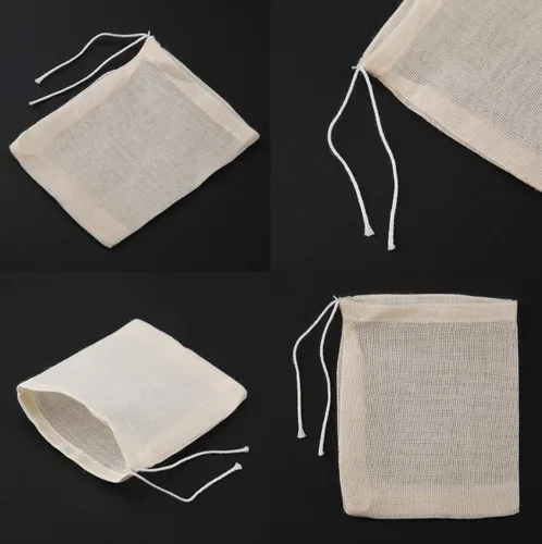 Vista 3 de ICEYLI 30 bolsas con cordón de algodón natural sin blanquear de 4 x 3 pulgadas Especias/Hierbas/Bolsas de té, bolsas de muselina Bolsa de bolsita