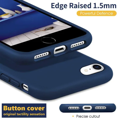 Vista 2 de IceSword Funda para iPhone SE 3 2022 [actualizada]/ iPhone SE 2020 (2ª generación)/iPhone 7/iPhone 8 funda de silicona azul, funda de goma de gel