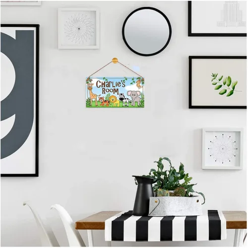 Vista 4 de Letreros de nombre personalizados para habitación de niños, letreros de madera personalizados para puerta de zoológico, desfile, guardería, sala