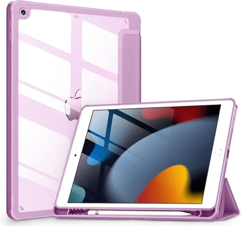 Vista 15 de VIKESI - Funda para iPad de 9ª / 8ª / 7ª generación de 10.2 pulgadas (lanzada en 2021/2020/2019), parte trasera transparente, cubierta de marco