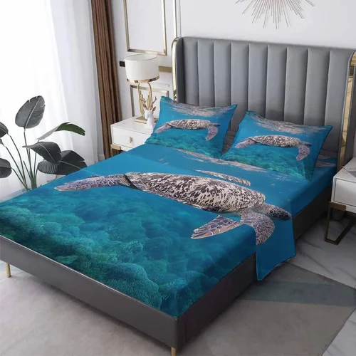 Vista 11 de Goldfish Sábanas tamaño individual, sábanas de cama de peces, microfibra suave, bolsillo profundo, sábanas y fundas de almohada estampadas sin