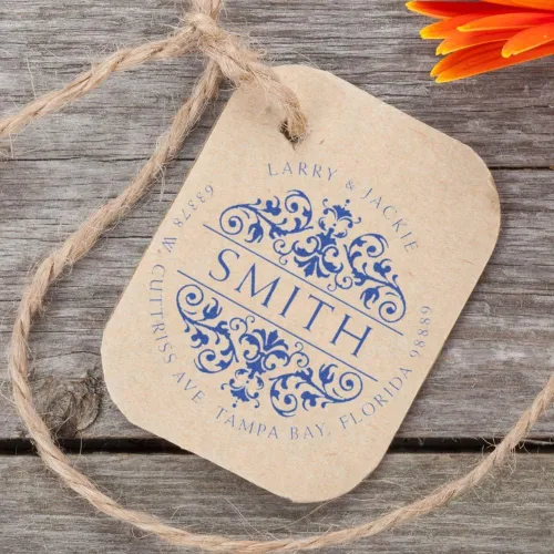 Vista 3 de Sello de dirección Royal Weiss preentintado personalizado, papelero personalizado, diseño redondo, regalo único, tamaño de 1-5/8 pulgadas