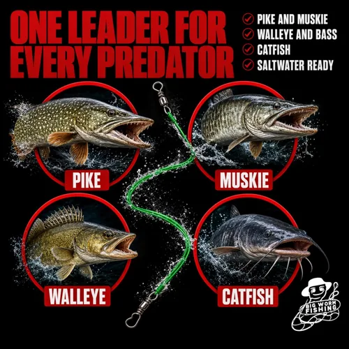 Vista 4 de Líderes de pesca con giros - Carpa - Lucio - Bagre - Muskie - Walleye - Bass - Caballa - Pargo