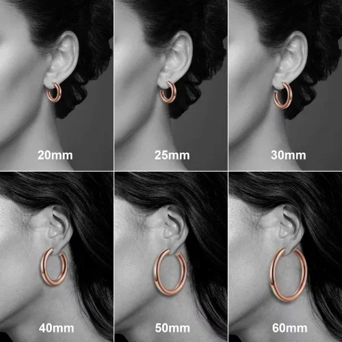 Vista 2 de Aretes de aro para mujer, chapados en oro de 14 quilates, ligeros y gruesos, abiertos, de acero inoxidable quirúrgico 316L, con postes gruesos