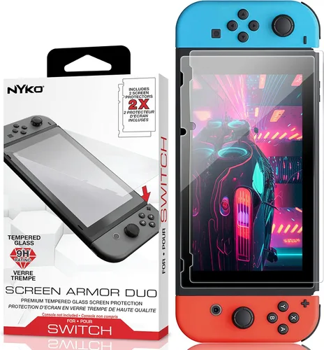 Vista 2 de Nyko Screen Armor - Protector de pantalla de vidrio templado 9H contra arañazos y daños con bordes redondeados para Nintendo Switch
