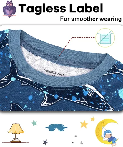 Vista 2 de DAUGHTER QUEEN Pijama para niños de 4 piezas, 100% algodón, talla 18 meses a 12 años