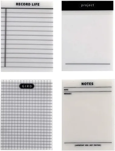 Vista 3 de Libro de notas adhesivas transparentes, 50 hojas de notas adhesivas transparentes transparentes de 4 x 3 pulgadas, impermeable, libro de notas