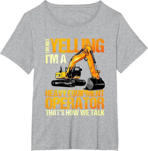 Vista 7 de Camiseta de la retroexcavadora de la construcción del operador del equipo pesado Asphalt Grey