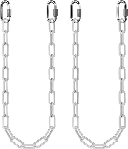 Vista 11 de 2 cadenas colgantes resistentes de 20 pulgadas con ganchos, cadena de extensión de columpio, color negro