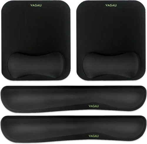 Vista 11 de VAGAU Reposamuñecas Premium para Teclado y Soporte de Muñeca para Mouse Pad, Juego de Espuma Viscoelástica Ergonómica para Oficina, Laptop, Mac