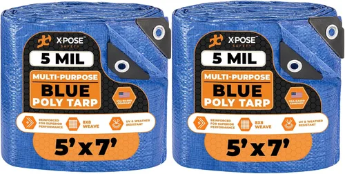 Vista 123 de Xpose Safety - Lona de polietileno ligera azul – Funda protectora multiusos, paño de goteo – duradero, impermeable, resistente a la intemperie