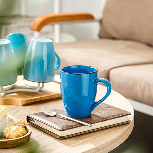 Vista 6 de vancasso Navia - Juego de 4 tazas de café de cerámica de 12 onzas para capuchino, café con leche, té, multicolor