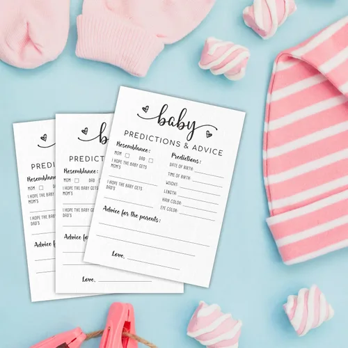 Vista 3 de Juego de cartas minimalistas para baby shower, consejos para nuevos padres, fiesta de revelación de género, juego de 30 -A01