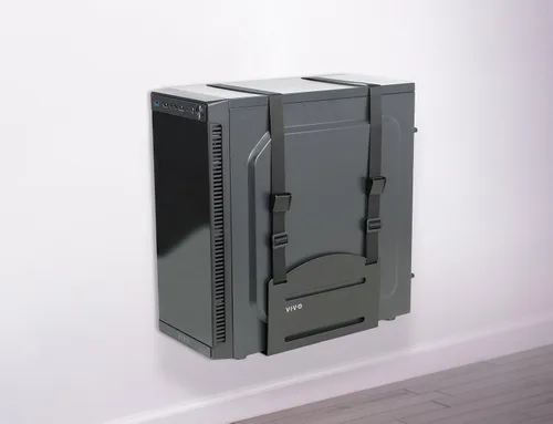 Vista 5 de VIVO Soporte universal de pared para PC, soporte de acero ajustable, carcasa de computadora, soporte de correa de CPU de marco abierto, negro