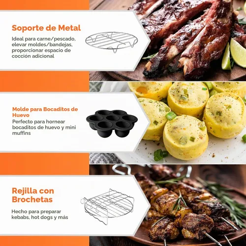 Vista 5 de Accesorios para freidora de aire para Cosori, 10 piezas cuadradas accesorios para COSORI 5.8 cuartos de galón, 6.0 cuartos de galón, Instant Vortex
