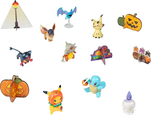 Vista 5 de Calendario de adviento de Halloween Pokemon 2021 para niños, 13 piezas, incluye 10 figuras de personajes de juguete y 3 accesorios, para mayores