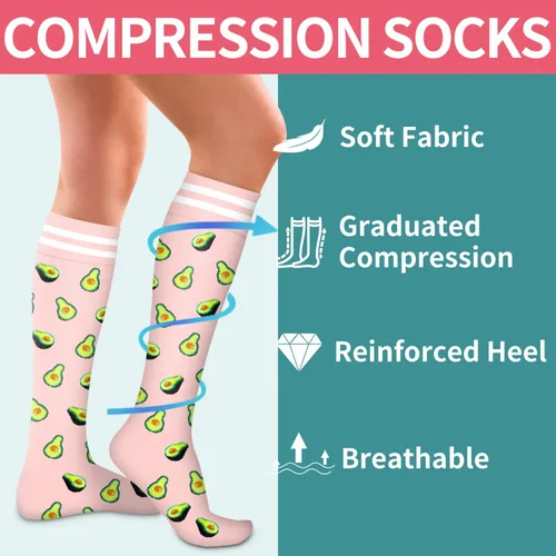 Vista 5 de COOLOVER Calcetines de compresión para mujeres y hombres, ideales para circulación, correr, atletismo, recuperación, enfermera, viajes
