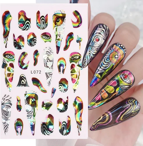Vista 5 de 8 hojas de calcomanías de arte de uñas de flores de animales, calcomanías autoadhesivas 3D de mariposas, pavo real, suministros de arte de uñas