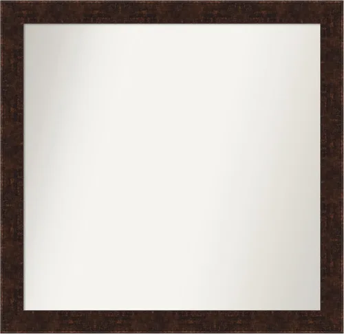 Vista 228 de Amanti Art Espejo de baño de bronce para sobre fregadero, 24 x 24 pulgadas, espejo de tocador cuadrado estrecho de bronce Manhattan, marco de madera