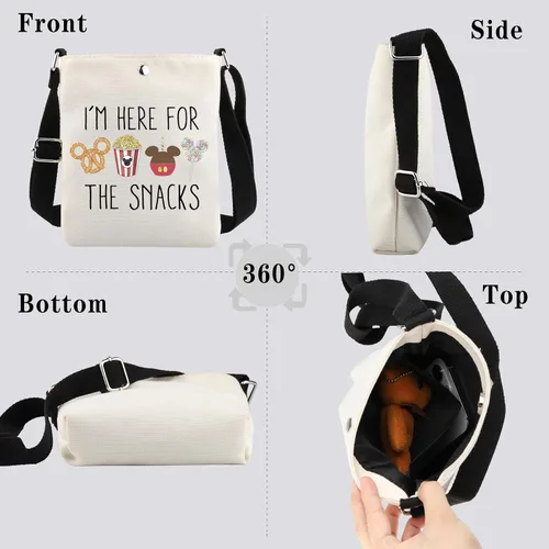 Vista 6 de GJTIM Regalo para amantes de los aperitivos, regalo de vacaciones para la familia, bolsa de viaje I'm Here For The Snacks Crossbody Bag