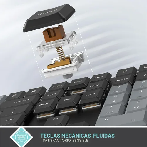 Vista 2 de Arteck Teclado inalámbrico mecánico 2.4G USB, interruptores marrón Tacktile Negro