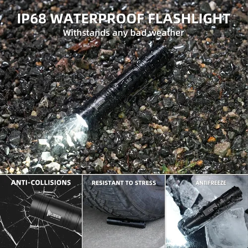Vista 6 de WUBEN L50 linterna táctica, linterna recargable de 1200 lúmenes de alto brillo, luz LED impermeable IP68 con 5 modos, linterna de mano EDC
