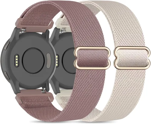 Vista 9 de Paquete de 2 bandas elásticas de nylon para relojes compatibles con Garmin Vivoactive 5/6/Forerunner 55/165, correas deportivas ajustables de negro