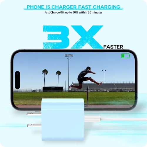 Vista 3 de Certificado Apple MFi: cargador rápido USB C de 20 W para iPhone 17, 16, 15, paquete de 3 cables de carga rápida tipo C de 6 pies para iPhone 17/17
