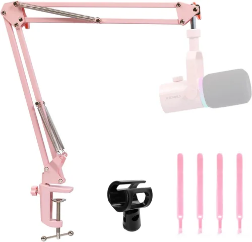 Vista 10 de FEELWORLD AMS1 Brazo de micrófono ajustable, soporte de micrófono con tornillo de 3/8" a 5/8", compatible con PM1 y otros micrófonos para podcast