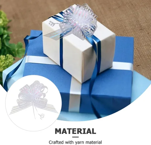 Vista 5 de EXCEART 20 lazos de regalo de organza grandes para envolver regalos, cinta blanca para Navidad, vacaciones, cumpleaños, boda, regalo, floristería