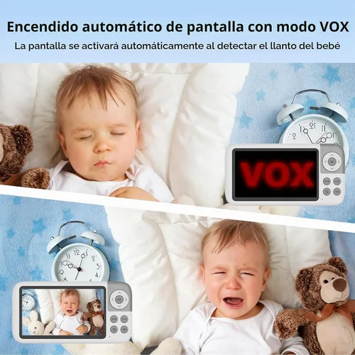 Vista 8 de Monitor de bebé de video de 5 pulgadas con cámara y audio, duración de la batería de 36 horas, cámara HD, zoom panorámico, inclinación 3X, monitor