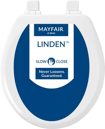 Vista 8 de Asiento de inodoro Mayfair Linden de cierre lento, madera antideslizante resistente, fácil instalación, fabricado en EE. UU., redondo, blanco