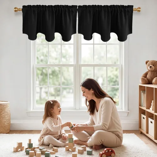 Vista 12 de NICETOWN Cenefa opaca para dormitorio festoneada con bolsillo para barra de 52 x 18 pulgadas, cortina de ventana para habitación de niñas/guardería