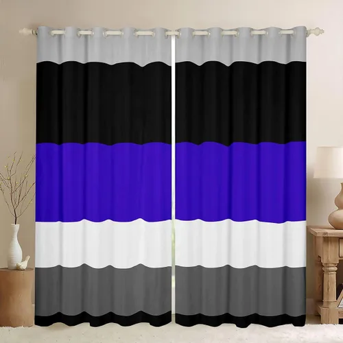 Vista 9 de Cortinas opacas de 38 pulgadas de ancho x 45 pulgadas de largo, cortinas opacas de triángulo geométrico naranja, negro, gris claro, cortinas