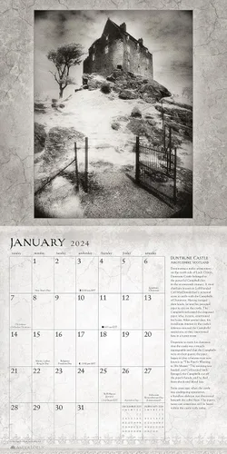 Vista 4 de The Haunted Realm 2024 Wall Calendar by Sir Simon Marsden 12" x 24" Open Amber Lotus Publishing