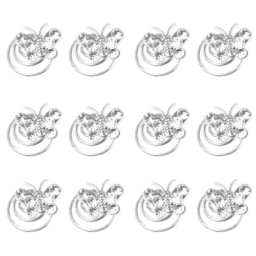 Vista 9 de Vpang 12 horquillas en espiral para el cabello, espirales, espirales, pinzas para el cabello para boda, novia, diamantes de imitación de perla, Tipo
