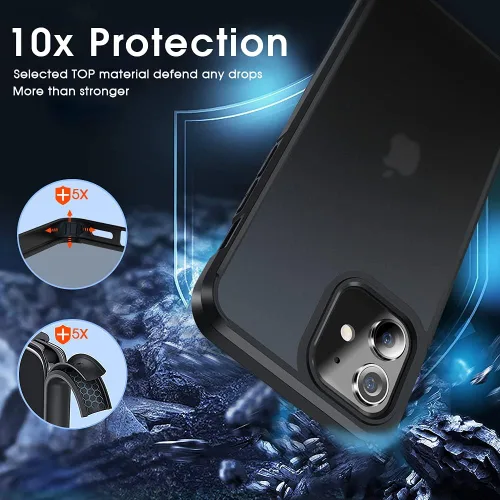 Vista 3 de X-level Funda compatible con iPhone 11 a prueba de golpes [protección contra caídas de grado militar] esmerilado, translúcido, anticaídas, parte