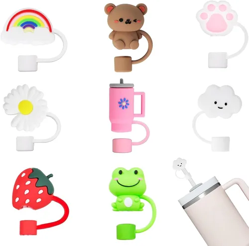 Vista 17 de LDKEDKF 11 piezas de cubiertas para pajitas de vaso Stanley, tapa de silicona para pajitas de vaso Stanley de 30 y 40 onzas con vasos, accesorios