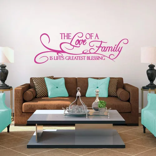 Vista 7 de Vinilo decorativo de pared The Love of A Family, pared de habitación familiar, sala de estar, cita de pared de la familia es la mayor bendición