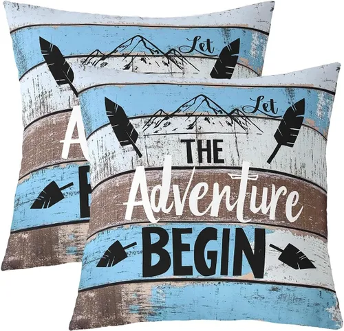Vista 10 de Juego de 2 fundas de almohada de 16 x 16 pulgadas, fundas de almohada decorativas de camping feliz para decoración de caravanas para sofá cama