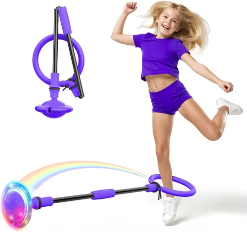 Vista 8 de Bola de salto de tobillo para niños, plegable y colorida rueda de salto con luz intermitente para adultos, juego para interiores y exteriores
