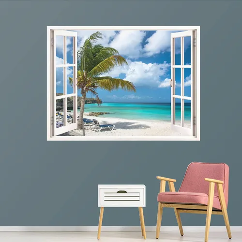 Vista 26 de IDEA4WALL Adhesivo mural removible para pared, arena blanca tropical, playa, orilla, palmera, naturaleza, desierto, fotografía, arte moderno