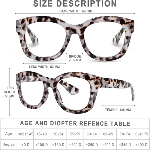Vista 3 de Oprah Style - Lentes de lectura para mujer, de gran tamaño, con bloqueo de luz azul, para lectura de computadora con bisagra de resorte