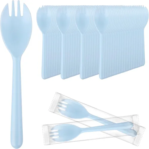 Vista 14 de EUSOAR Tenedores y cucharas desechables a granel, 50 piezas de plástico de 5.5 x 1.2 pulgadas, cucharas de tenedor de servicio de cubiertos